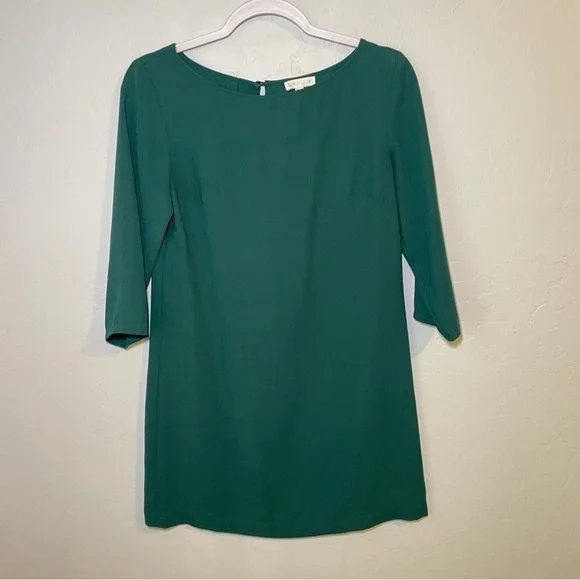 Leith Forest Green Boatneck Crepe Dress w/ Keyhole and 3/4th Sleeve XS - Picture 2 of 5